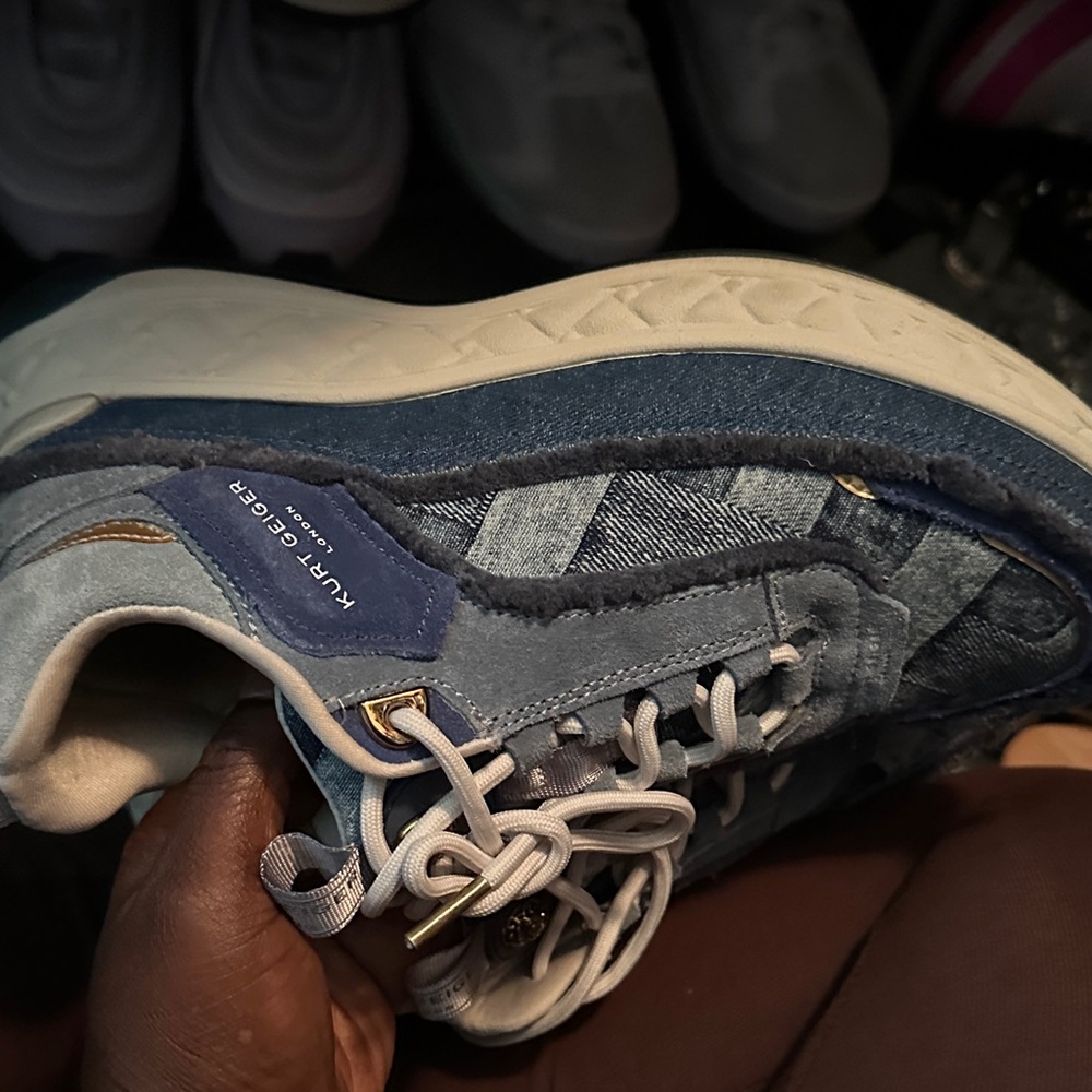 Kurt Geiger Blue Patchwork Sneakers - Picture 2 of 4